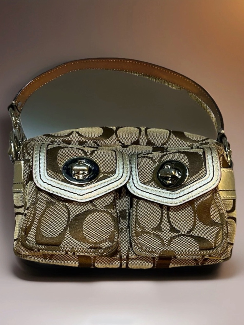 Vintage Y2K Coach Mini Signature Hobo Bag aka: Legacy Signature Small Pouch